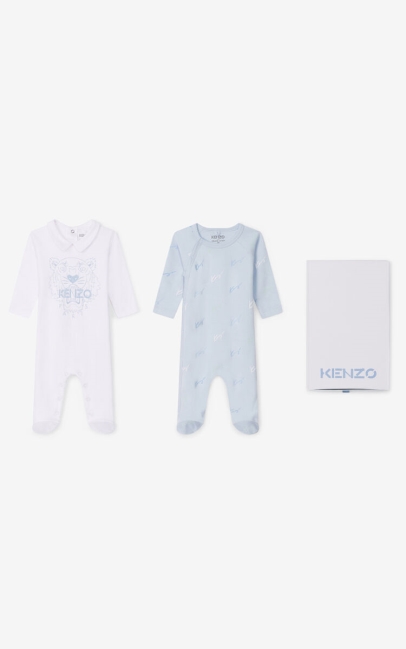 Kenzo Kids 2 Sleepsuit Giftbox Sky Blue